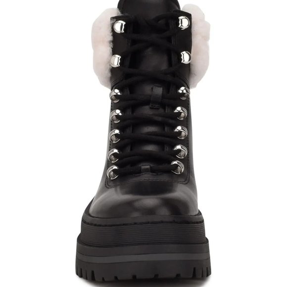 Marc Fisher Ltd. Pierson Black Leather Lug Sole Bootie Women's Boots - Picture 7 of 7